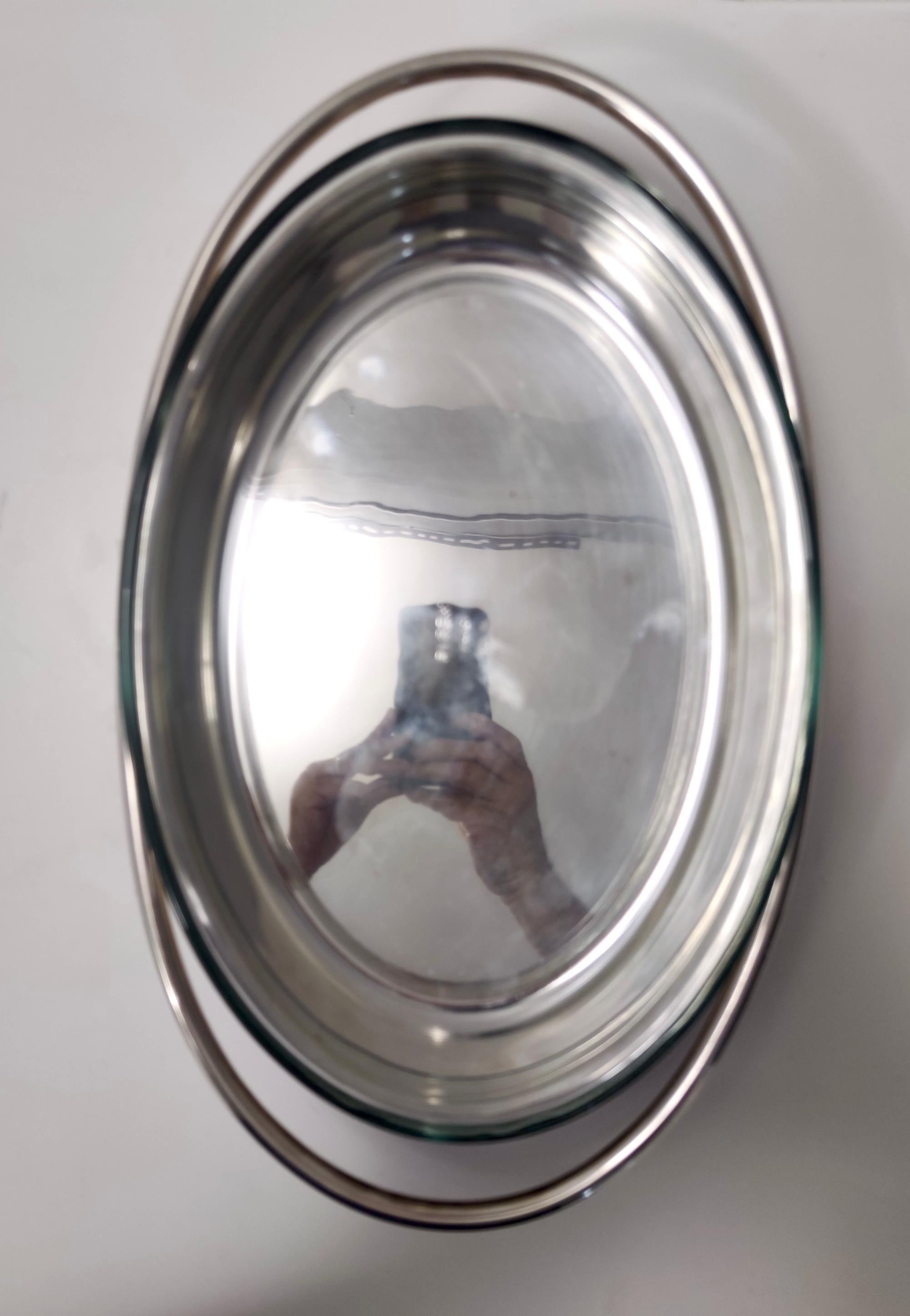 Versilberte Venison-Schale mit Pyrexglas-Kasserole-Schale von Sabattini, Italien (Silber) im Angebot