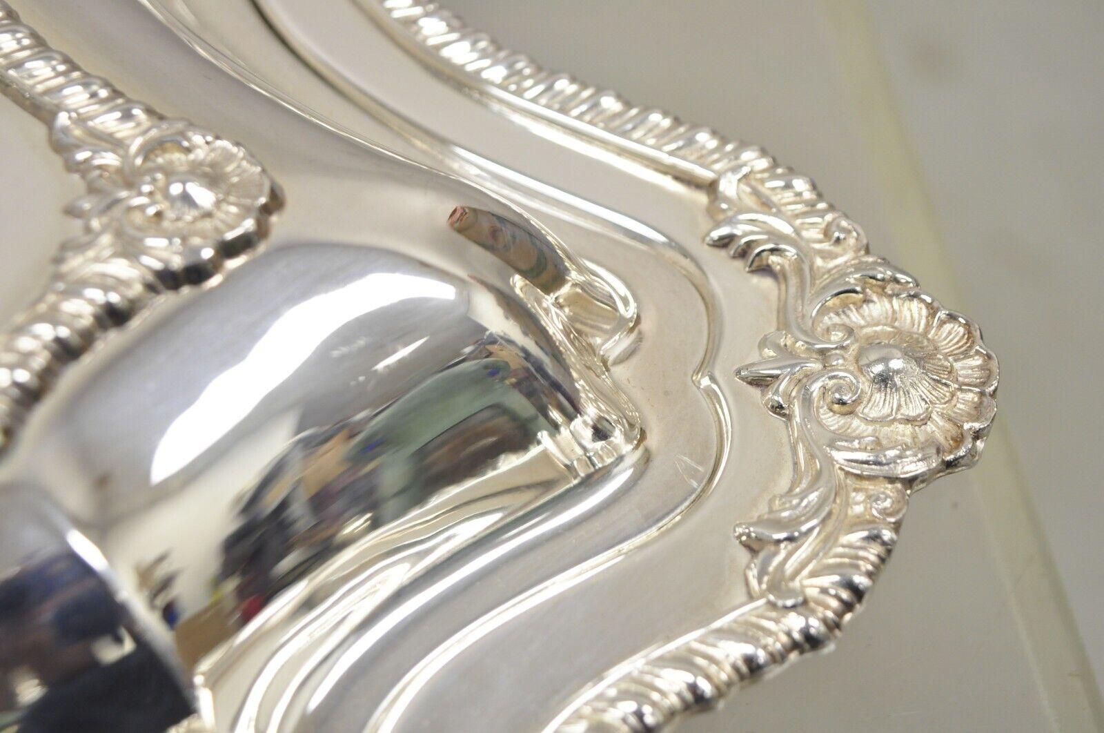 Silver Plated Victorian Scalloped Edge Lidded Vegetable Serving Platter Dish For Sale 3