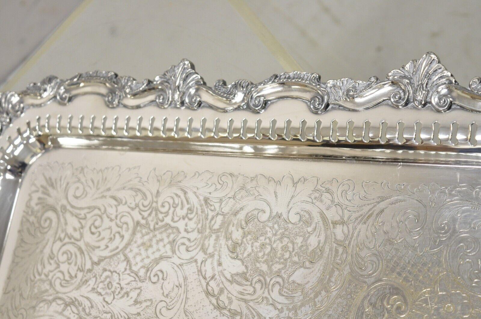 Silver Plated Victorian Style Twin Handle Serving Platter Tray Pierced Gallery 3