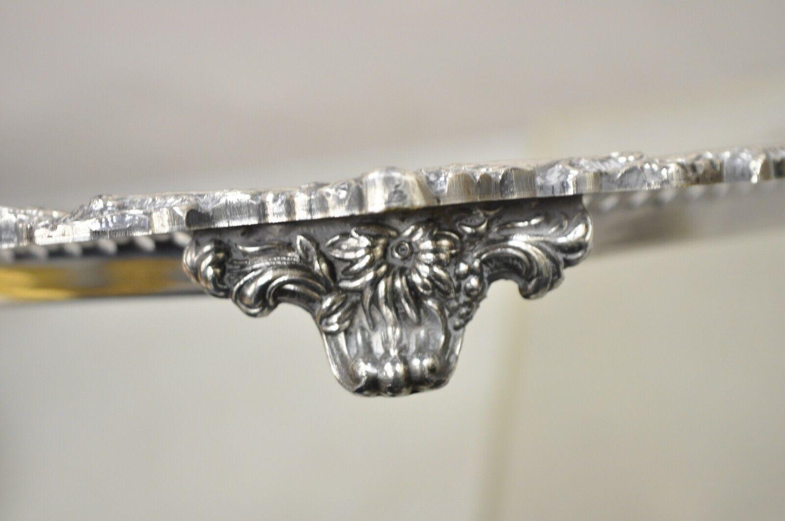 Silver Plated Victorian Style Twin Handle Serving Platter Tray Pierced Gallery 5