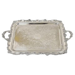 Silver Plated Victorian Style Twin Handle Serving Platter Tray Pierced Gallery
