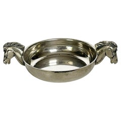 Silver-Plated Vide-Poche with Horse Head Handles, France, 1970s