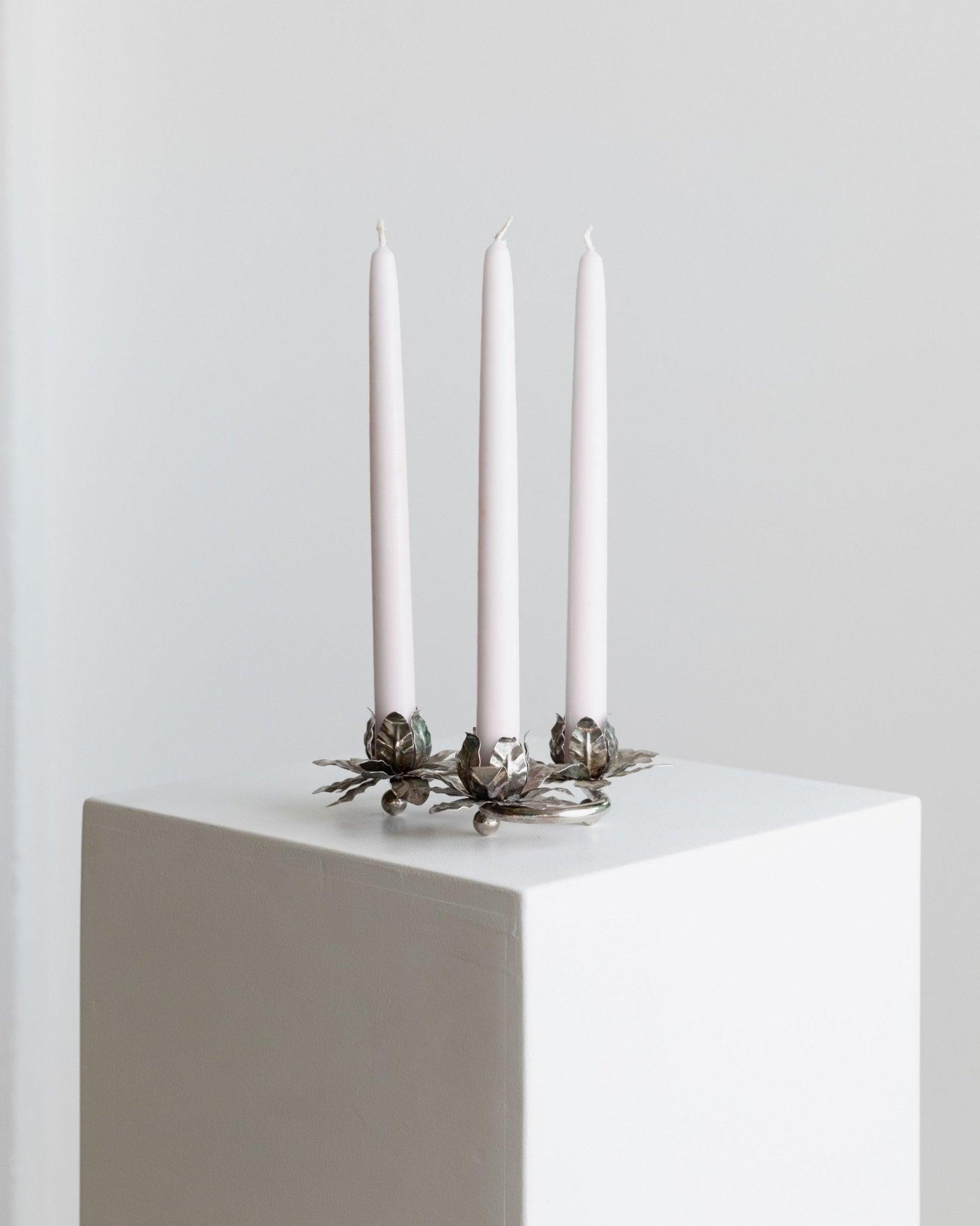 Italiano Candeliere d'epoca argentato 3 fiori Mid Century Design, Italia, 1960s in vendita