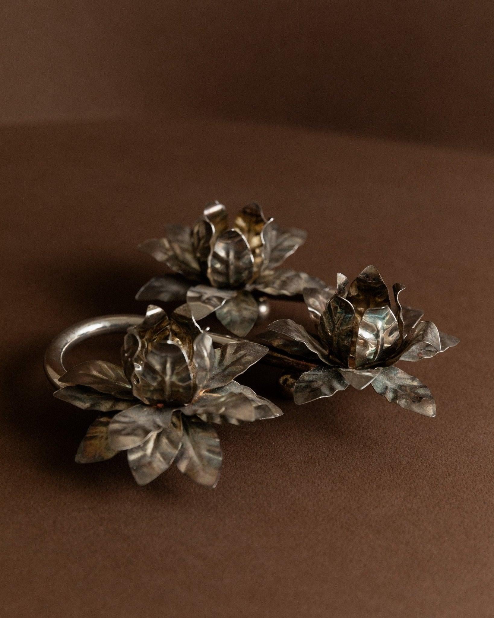 Candeliere d'epoca argentato 3 fiori Mid Century Design, Italia, 1960s In condizioni buone in vendita a Montecalvoli, IT