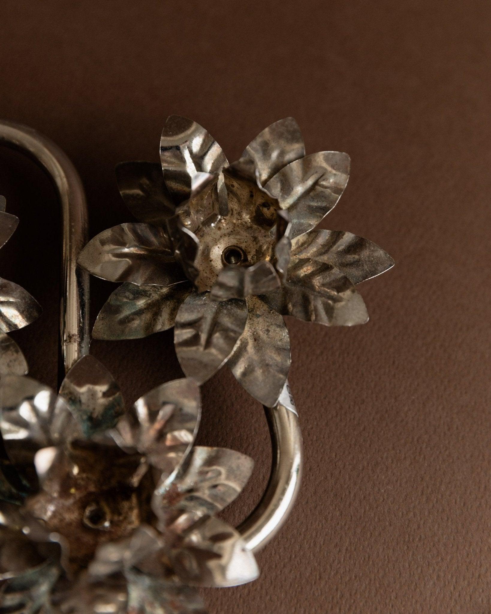 Candeliere d'epoca argentato 3 fiori Mid Century Design, Italia, 1960s in vendita 1