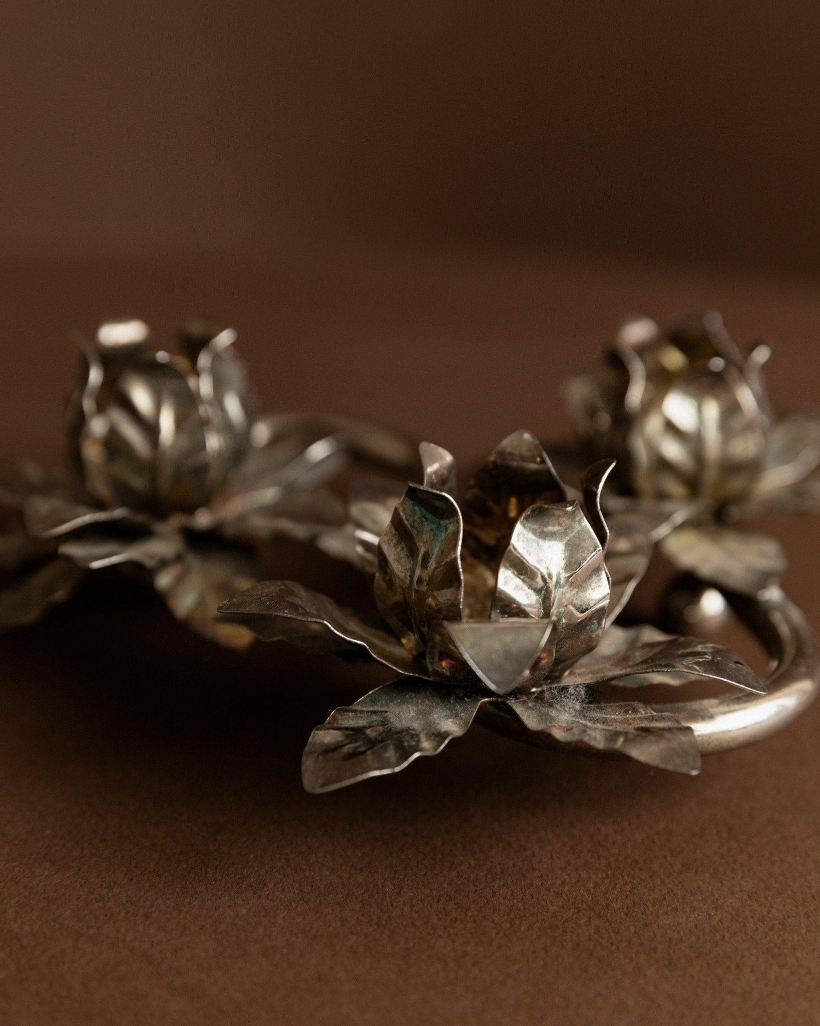 Candeliere d'epoca argentato 3 fiori Mid Century Design, Italia, 1960s in vendita 2