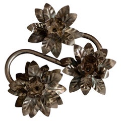 Candeliere d'epoca argentato 3 fiori Mid Century Design, Italia, 1960s