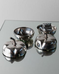 Silver-Plated Vintage Christian Dior Pumpkin Set Lighter & Ashtray or Bowl, 70s