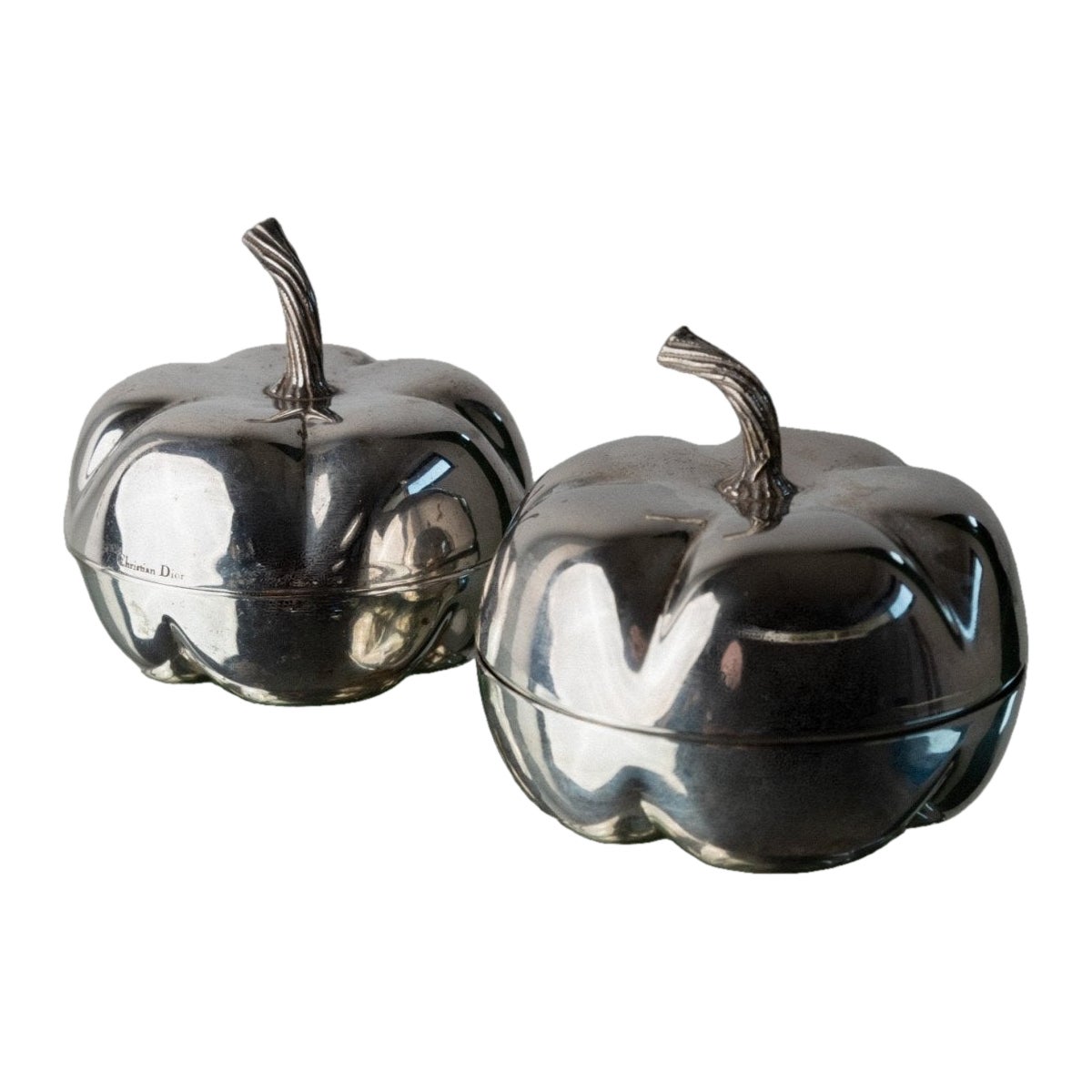 Silver-Plated Vintage Christian Dior Pumpkin Set Lighter 
Ashtray or Bowl, 70s For Sale