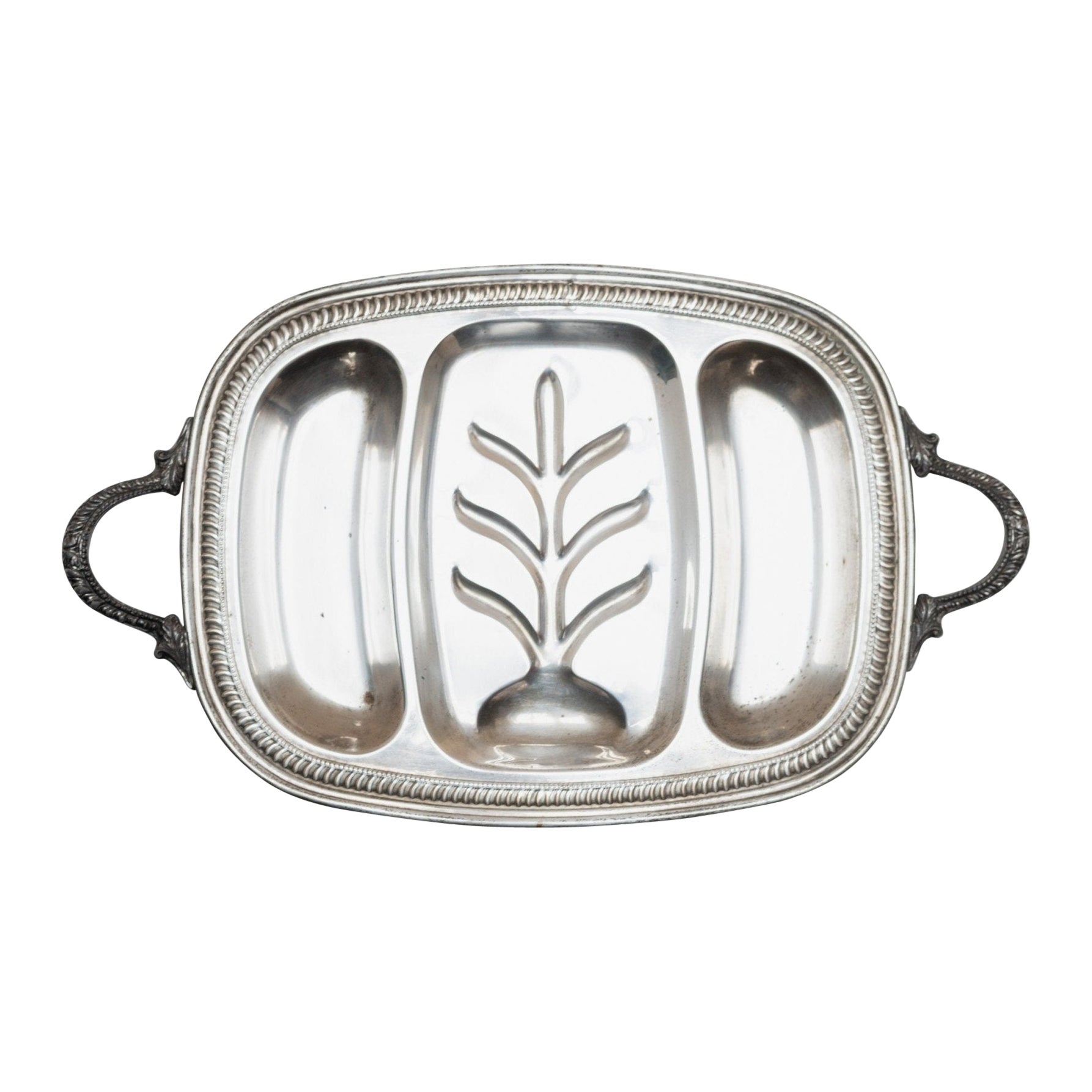 Silver-Plated Vintage Tray Roasting Tray In Silver Classic Design Italy, 1950s For Sale