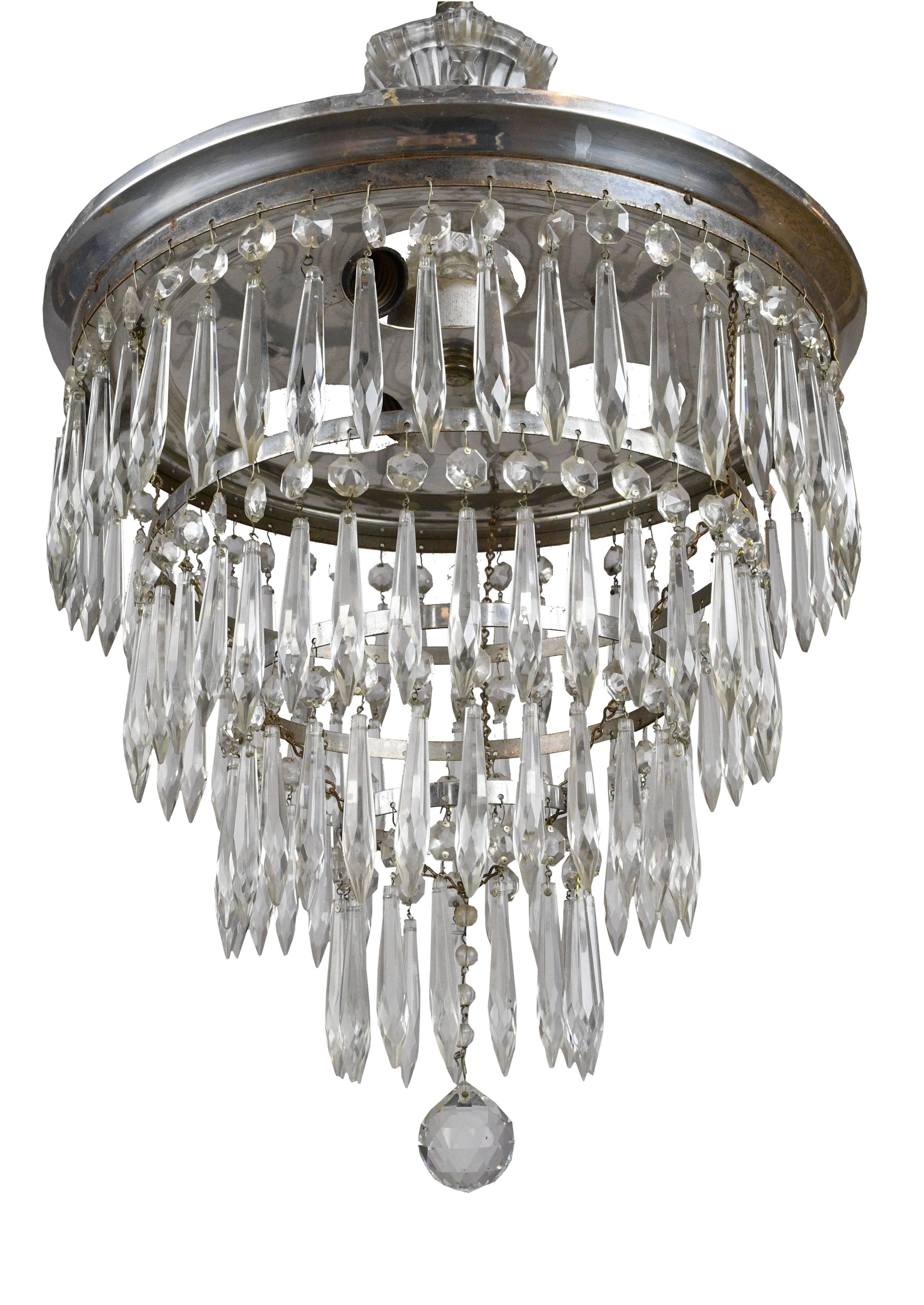 Early 20th Century Silver Plated Wedding Cake Chandelier