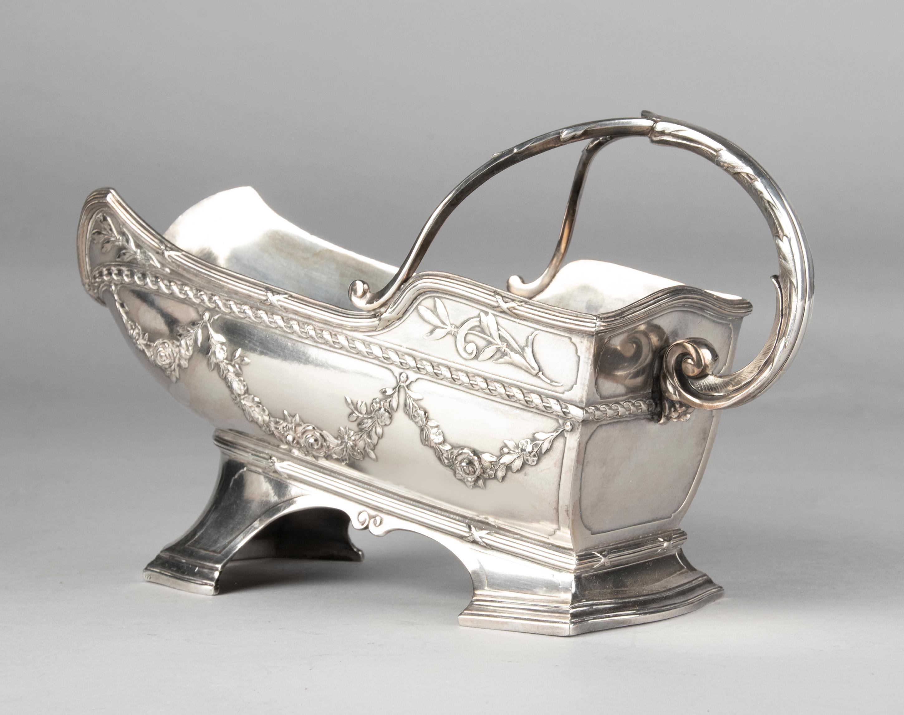 Silver Plated Wine-Bottle Holder Made by Minerva Louis XVI-Style 10