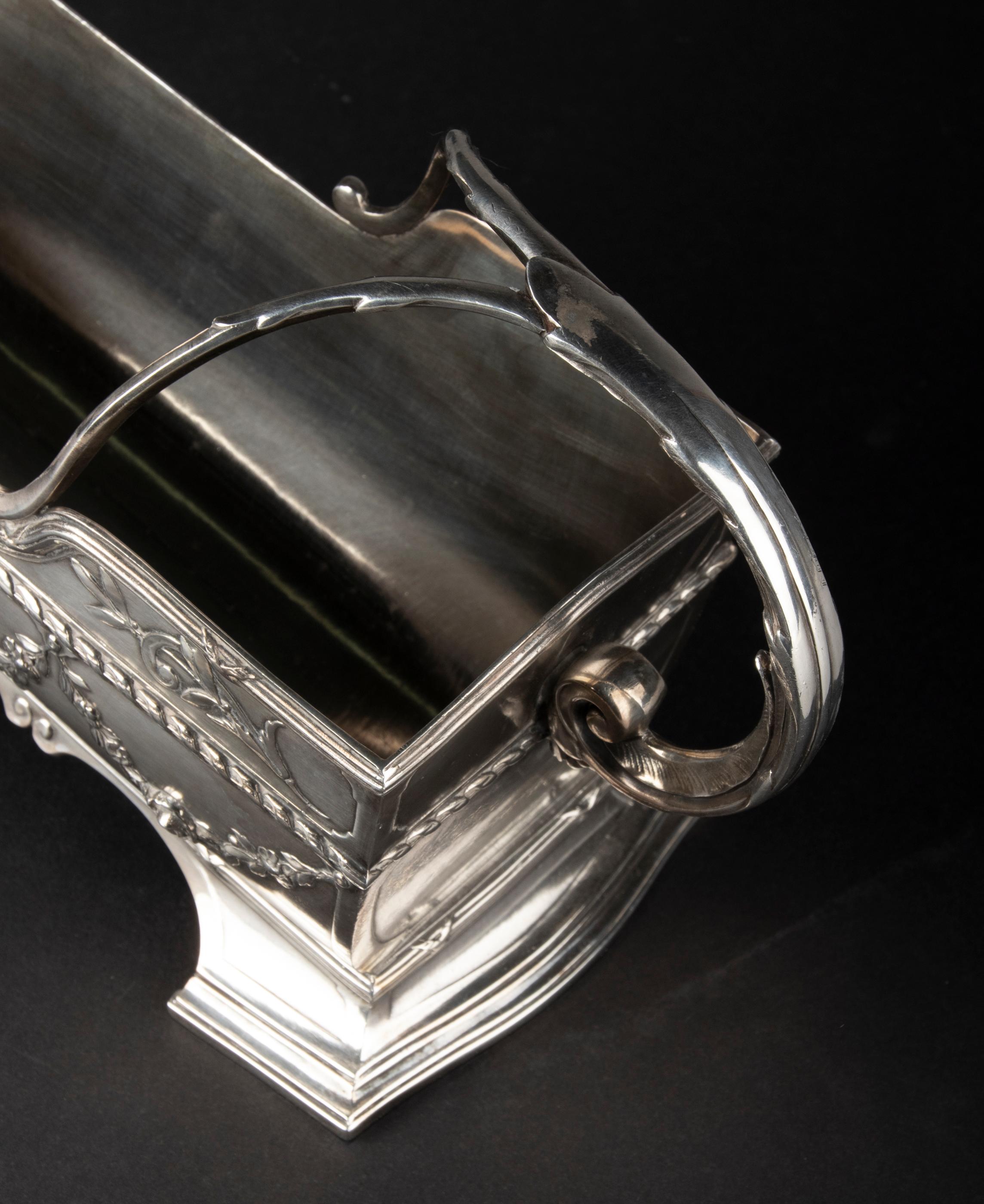 Silver Plated Wine-Bottle Holder Made by Minerva Louis XVI-Style 1