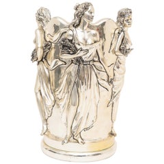 Silver Plated Wine Bucket with Four Maidens by F. Mariani