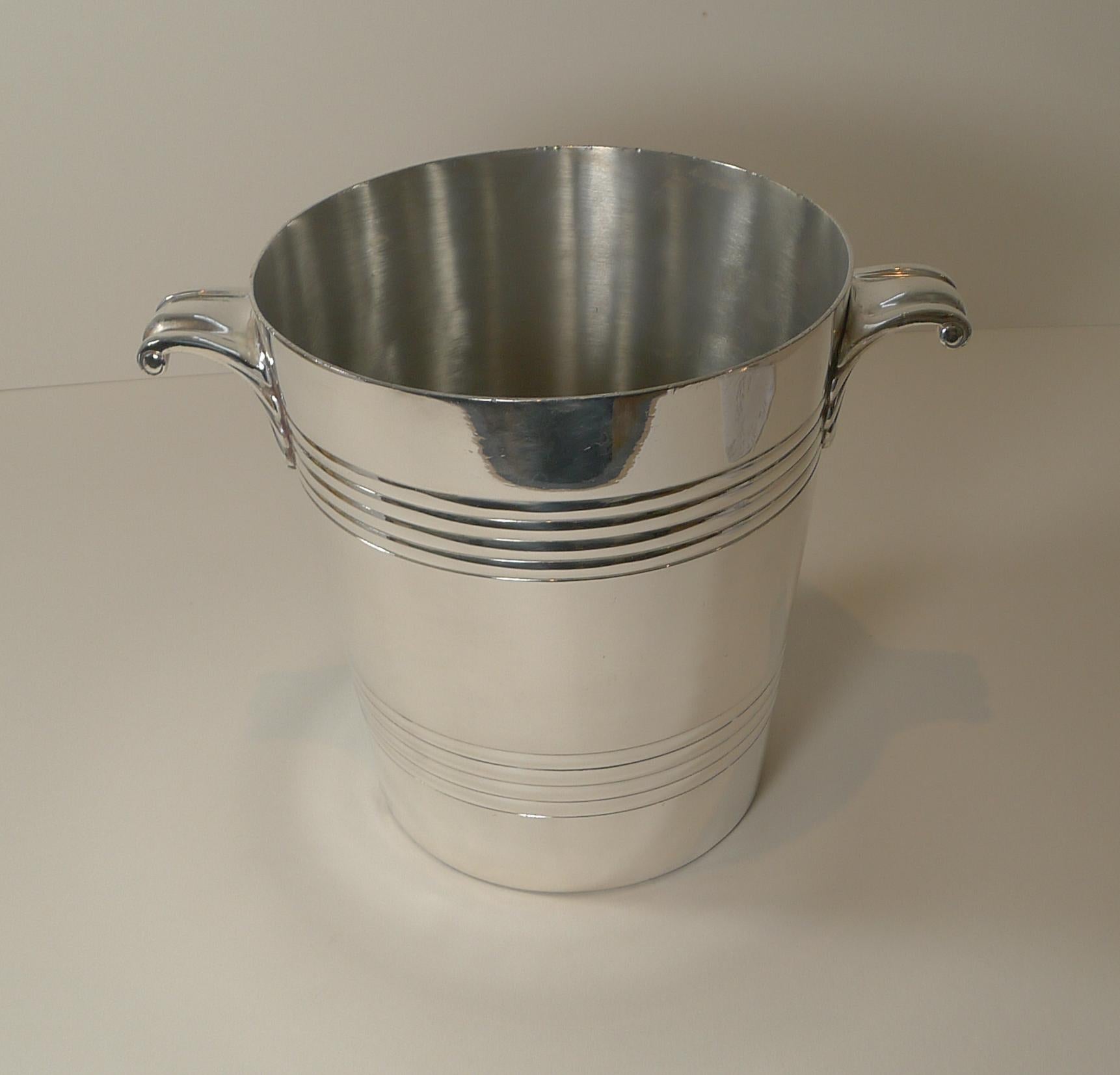 Silver Plated Wine Cooler / Champagne Bucket by Wiskemann, Belgium c.1930 In Good Condition In Bath, GB