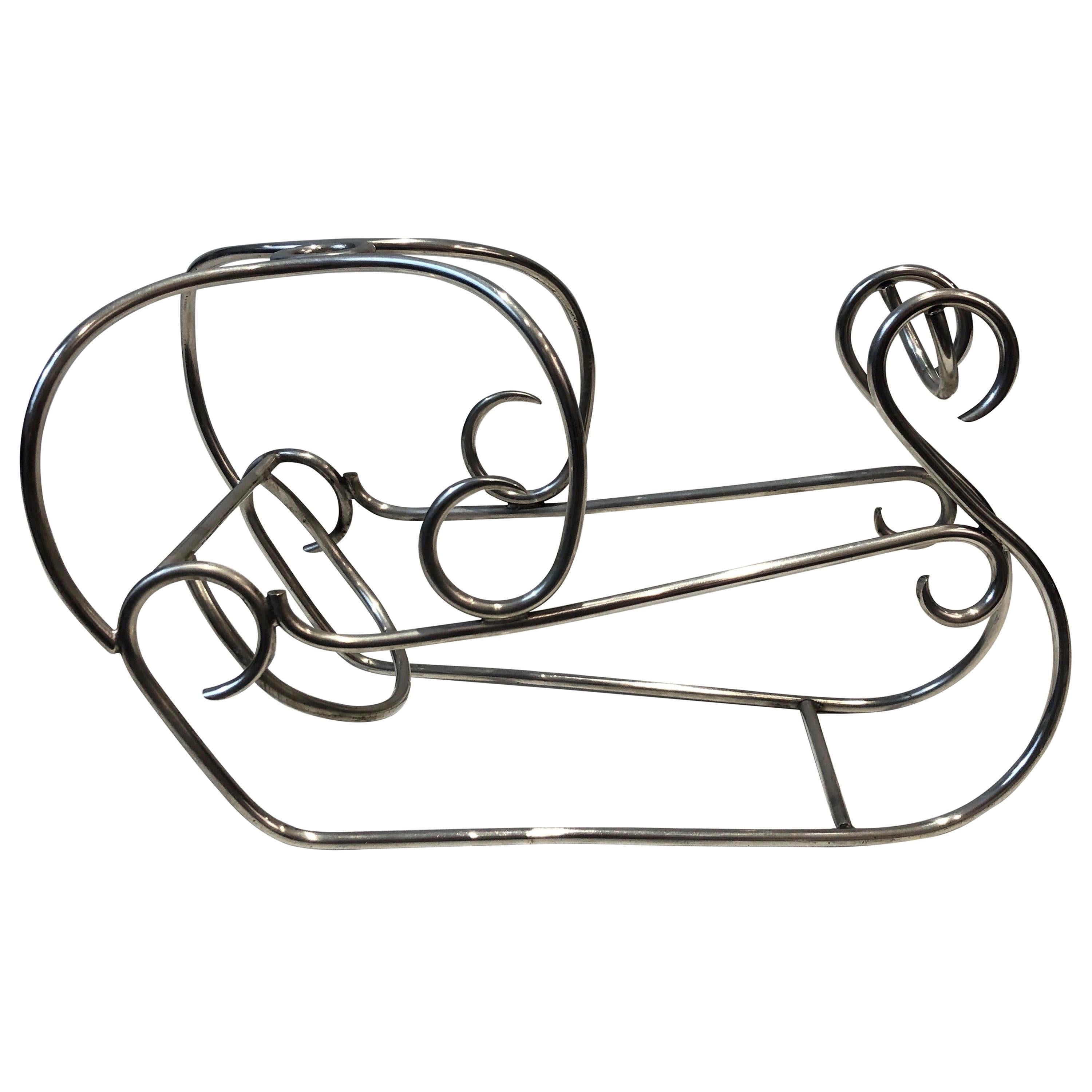 1940s Art Deco Silver Plated and Banded Top Hat Wine Bottle Holder at