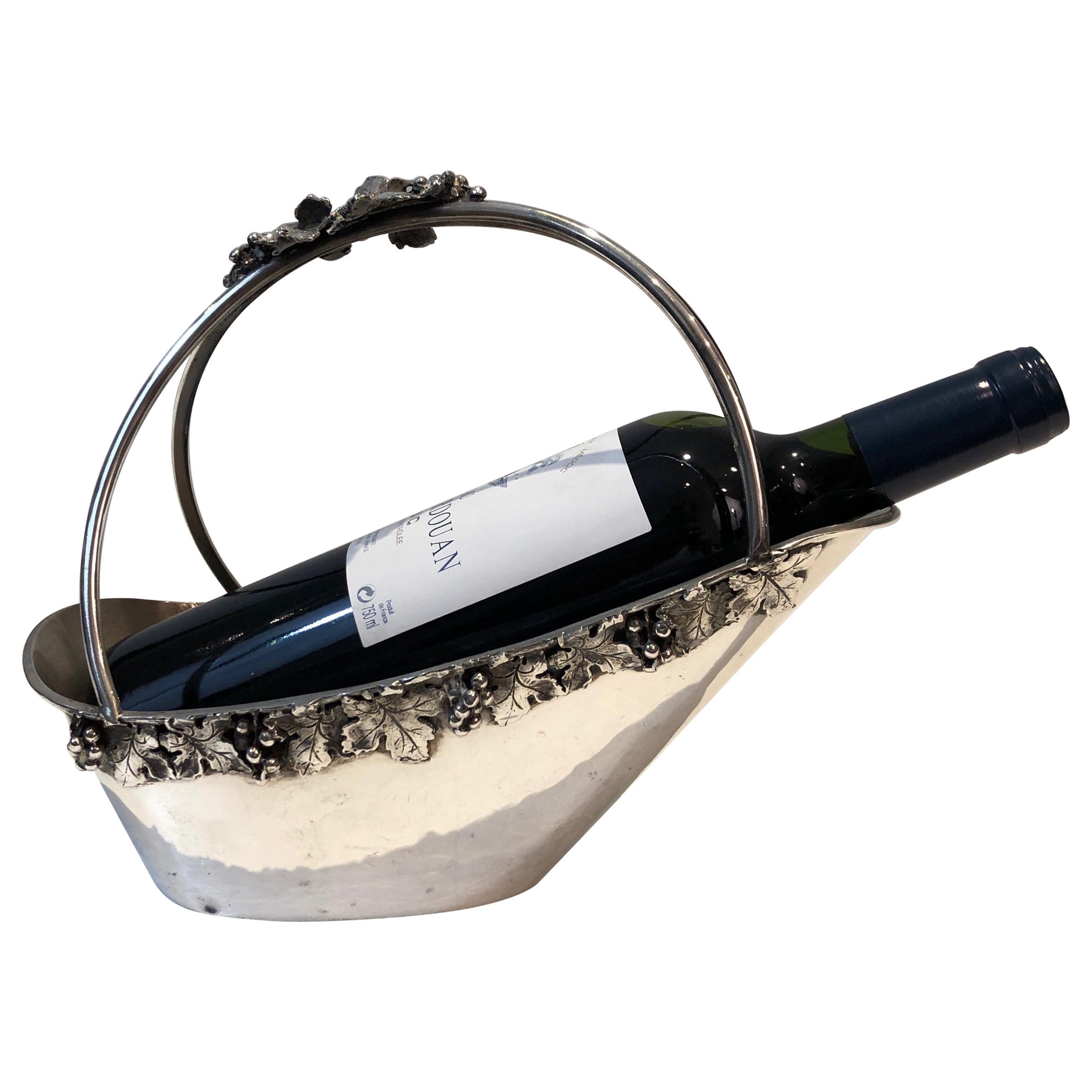 Silver Plated Wine Holder with Grappes Decor, French, Circa 1930 For Sale