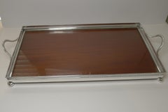 Silver Plated, Wooden & Glass Tray by John Grinsell & Sons c.1900