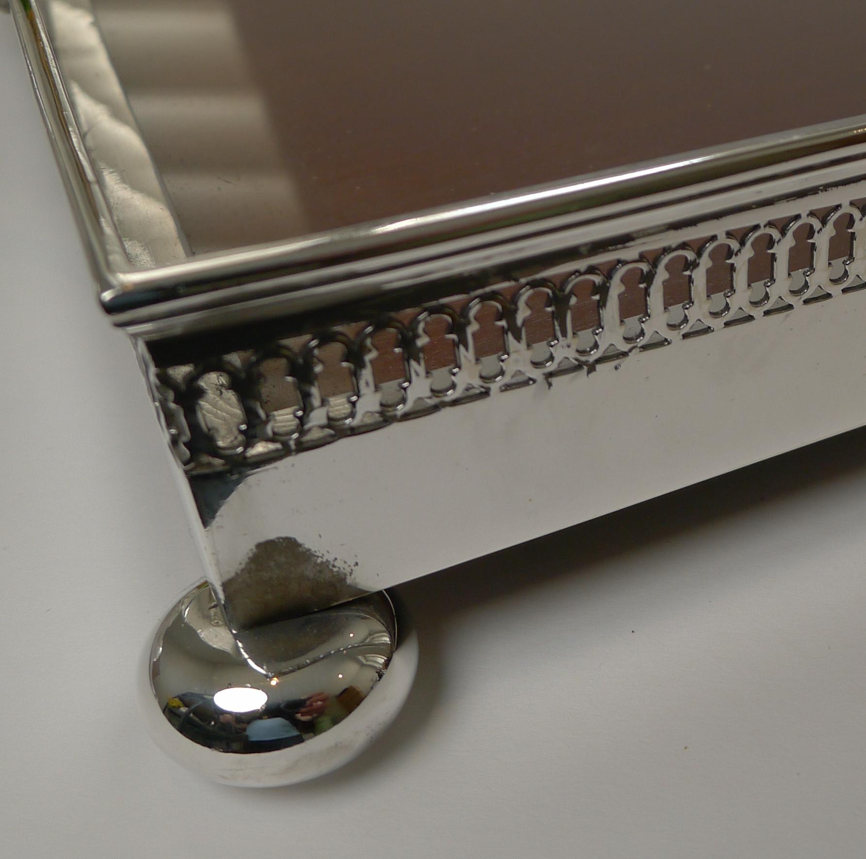 British Silver Plated, Wooden & Glass Tray by John Grinsell & Sons c.1900