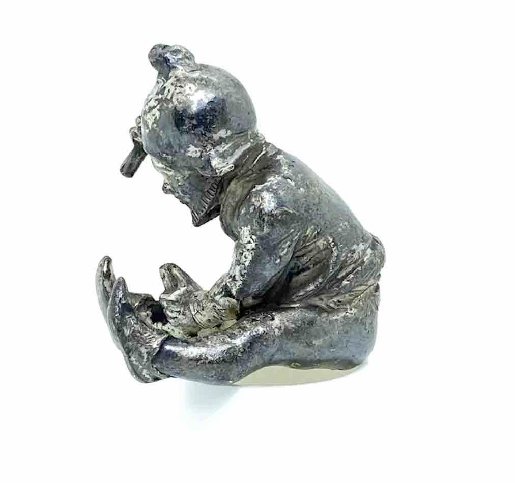 Figurita de gnomo trabajador plateada, Vintage, Austria, años 30 en venta 4
