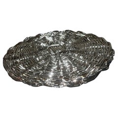 Tovaglietta in vimini intrecciato placcato argento, design artigianale italiano, anni 2020, in stock