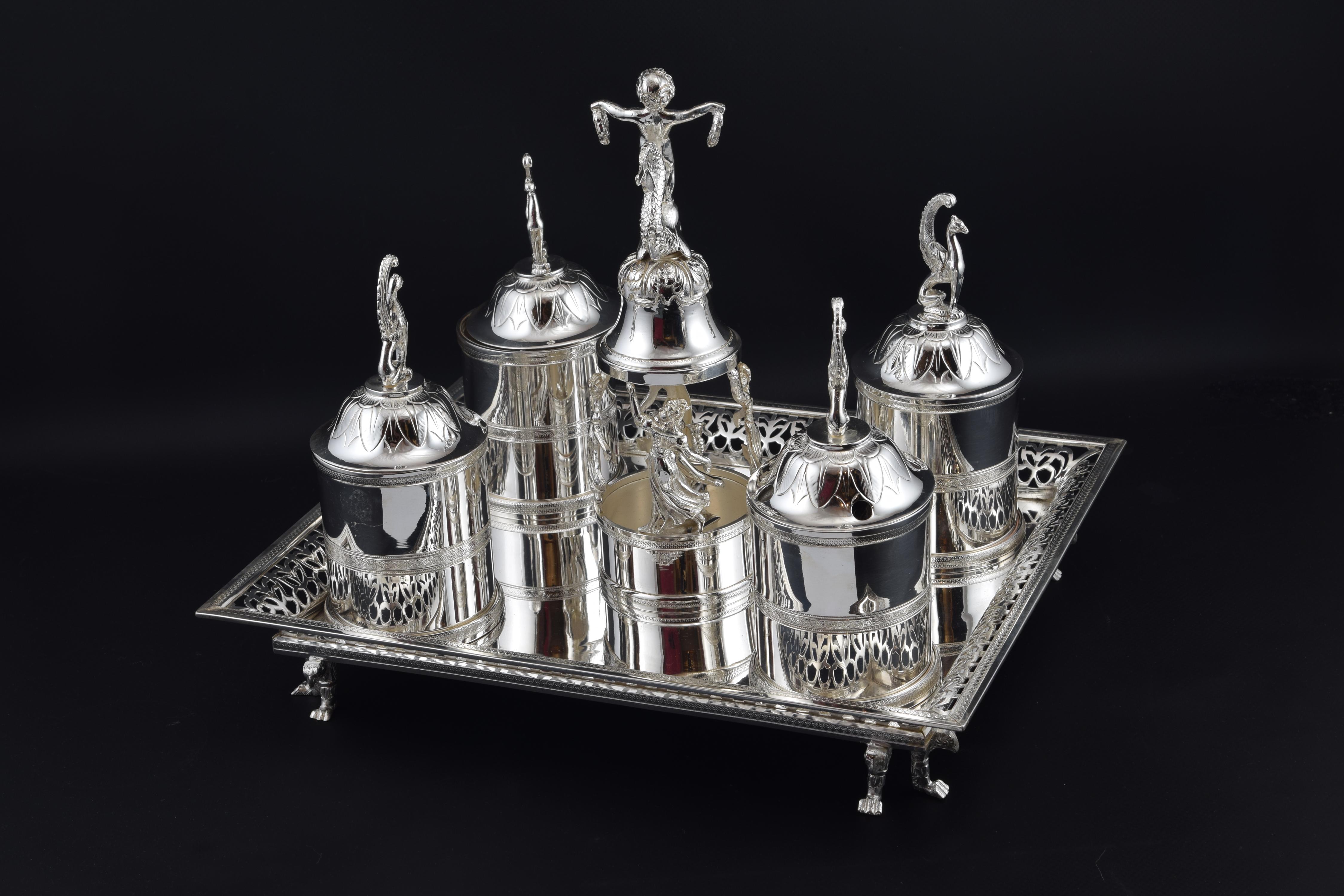 Neoclassical Silver-Plated Writing Set, 19th-20th Century