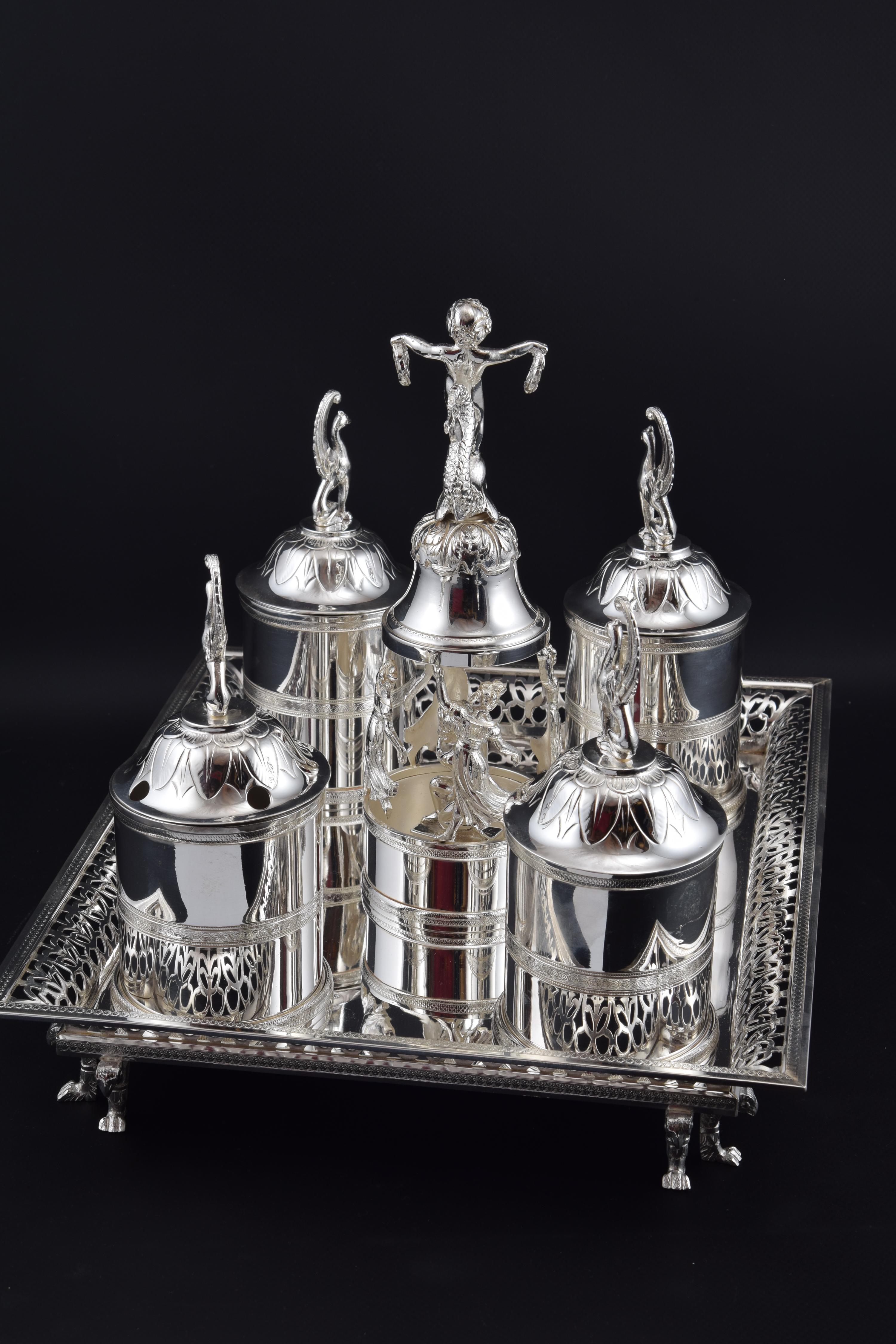 19th Century Silver-Plated Writing Set, 19th-20th Century