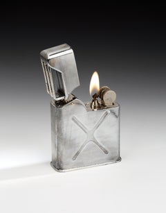 Silver Plated WW2 Novelty 'Jerrican' Table Lighter, French, 1940s