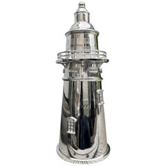 Vintage Silver Plater Cocktail Shaker in Form of Boston Lighthouse, 20th Century