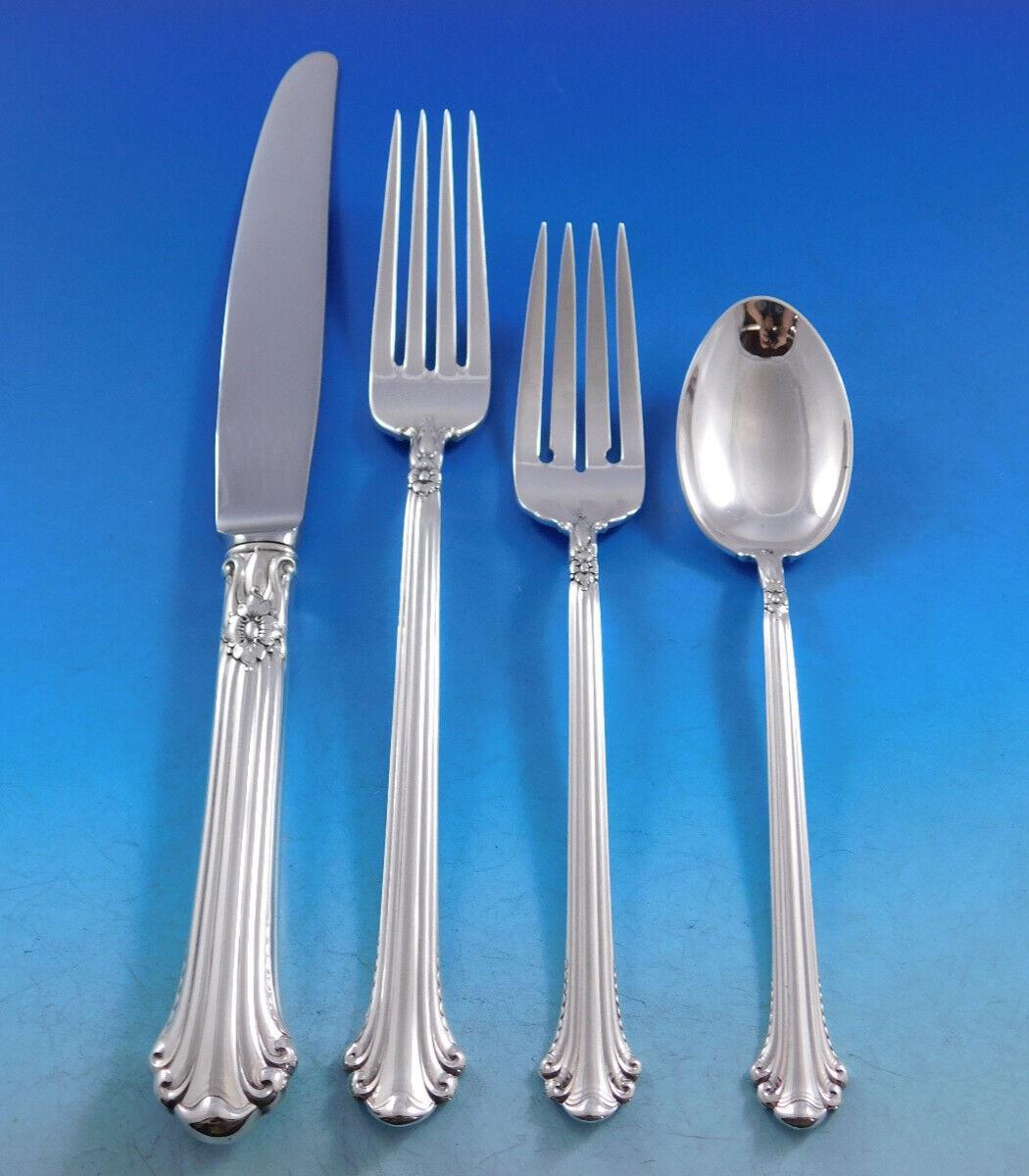 Silver Plumes by Towle Sterling Silver Flatware Set for 8 Service 49 pcs Dinner For Sale 6