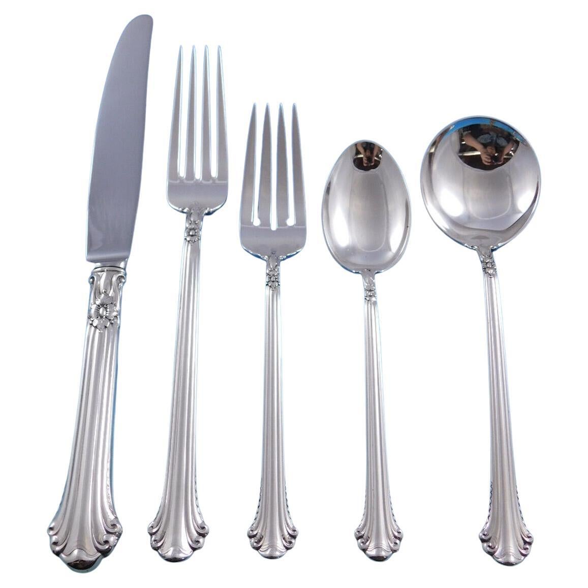 Silber Plumes von Towle, Besteckset aus Sterlingsilber für 8 Personen, 49 Teile, Dinner