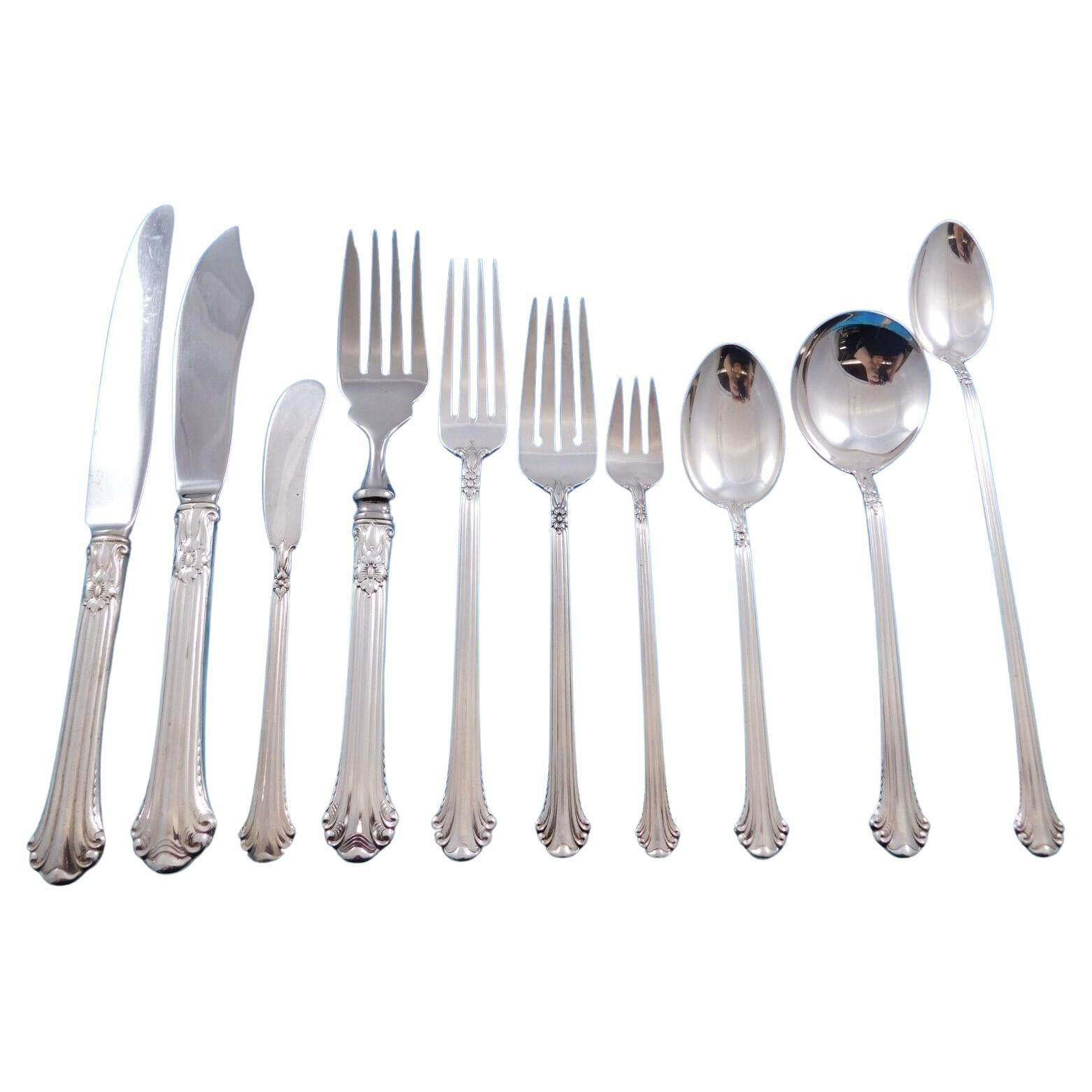 Silver Plumes by Towle Sterling Silver Flatware Set for 8 Service 97 Pieces For Sale