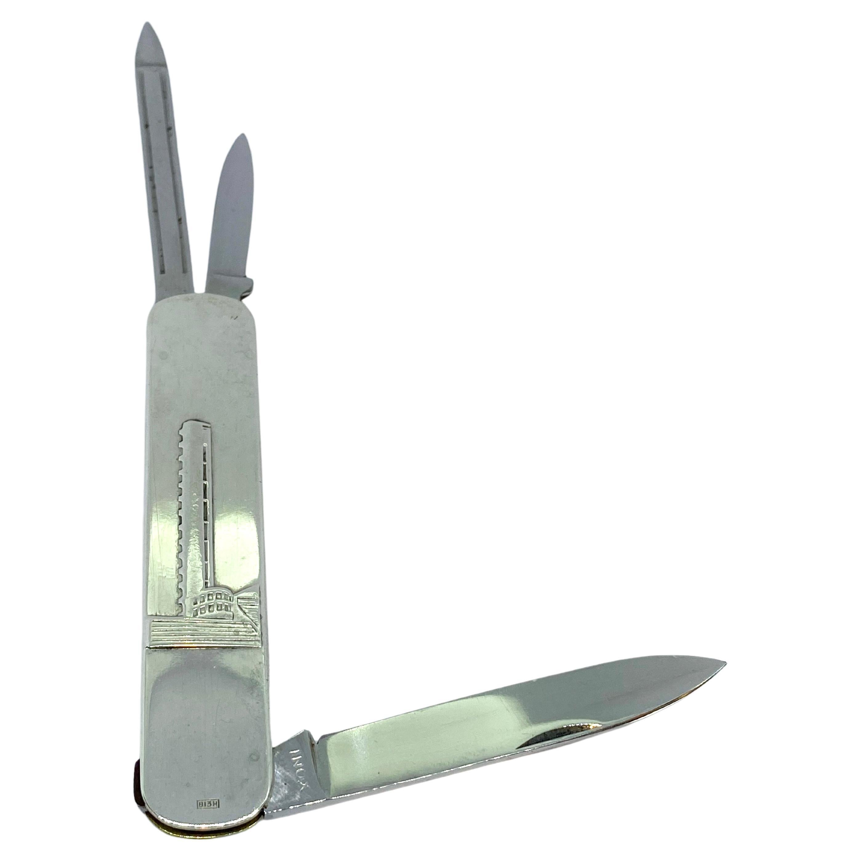 Silver Pocket Knife Helsinki Olympic Stadium, Finland For Sale