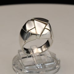 Silver Polished 'Smashed' Signet Ring