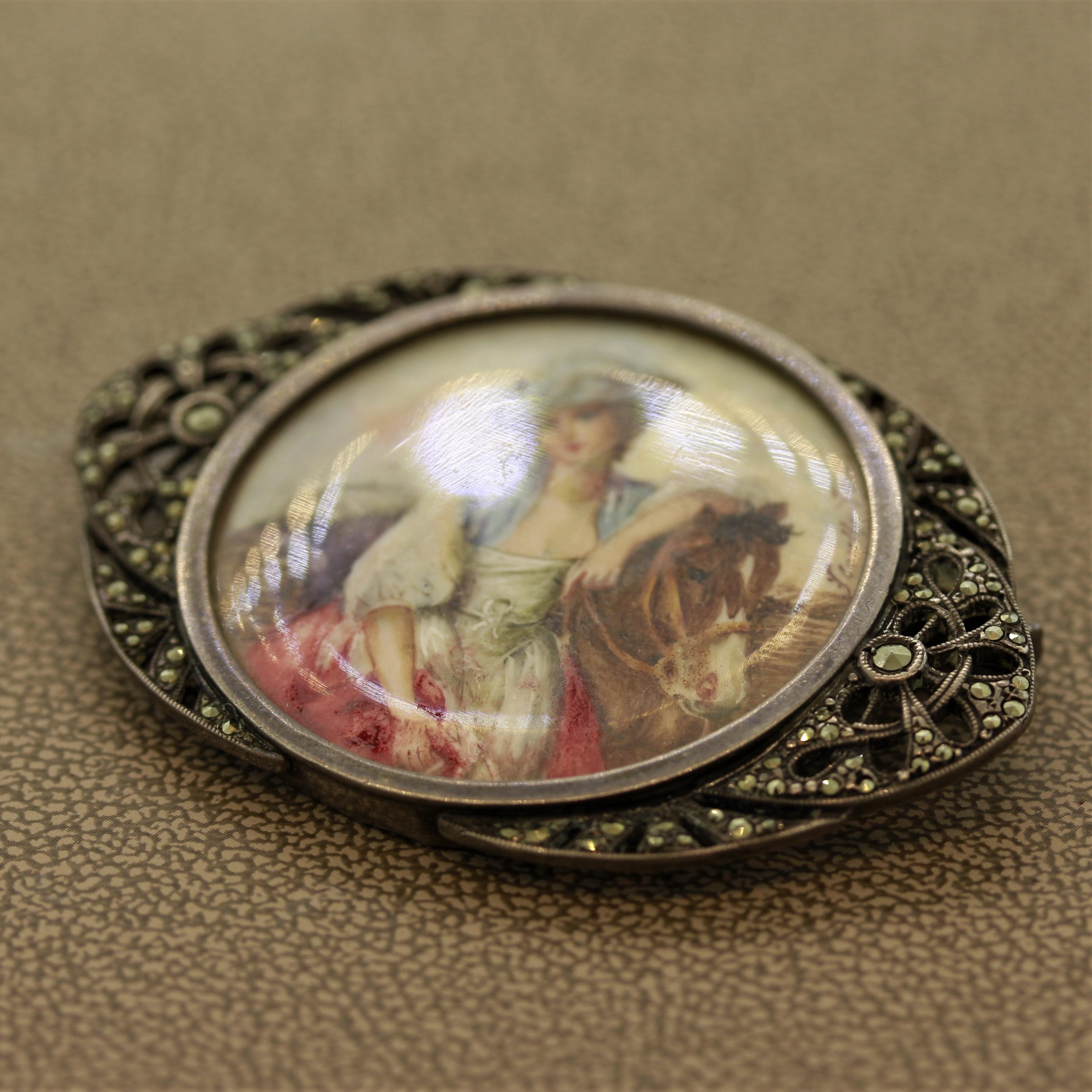 Silver Portrait Brooch In New Condition In Beverly Hills, CA