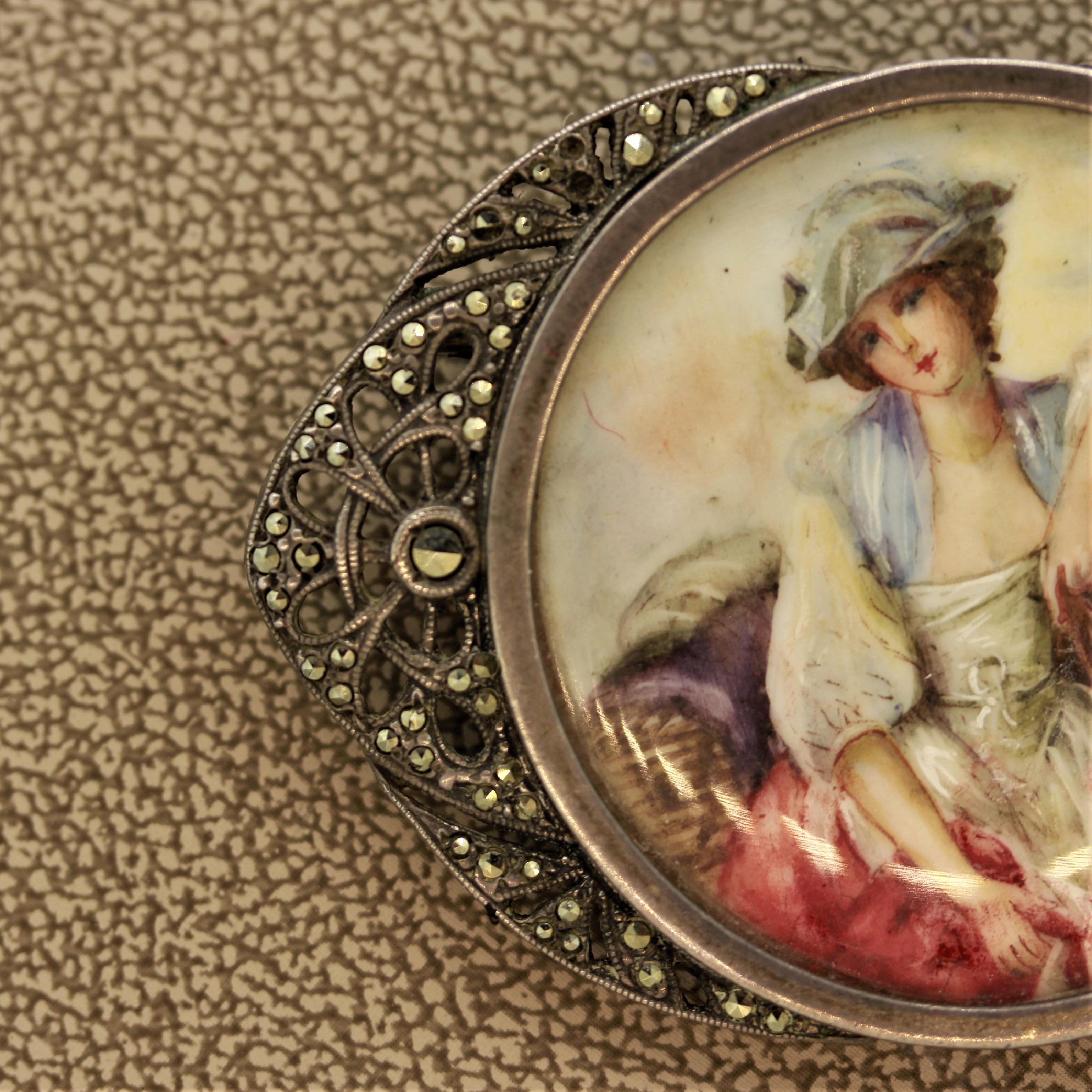 Women's Silver Portrait Brooch