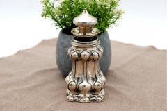 Silver pot for extreme unction with reliefs and friezes