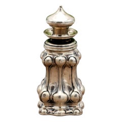 Silver pot for extreme unction with reliefs and friezes