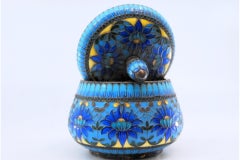 Silver pot in Russian style and cloissonè style, gilded interior