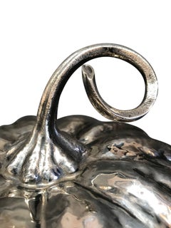 Silver Pumpkin with Glass Dish by Mario Buccellati, circa 1950 Stamped M. Bucc
