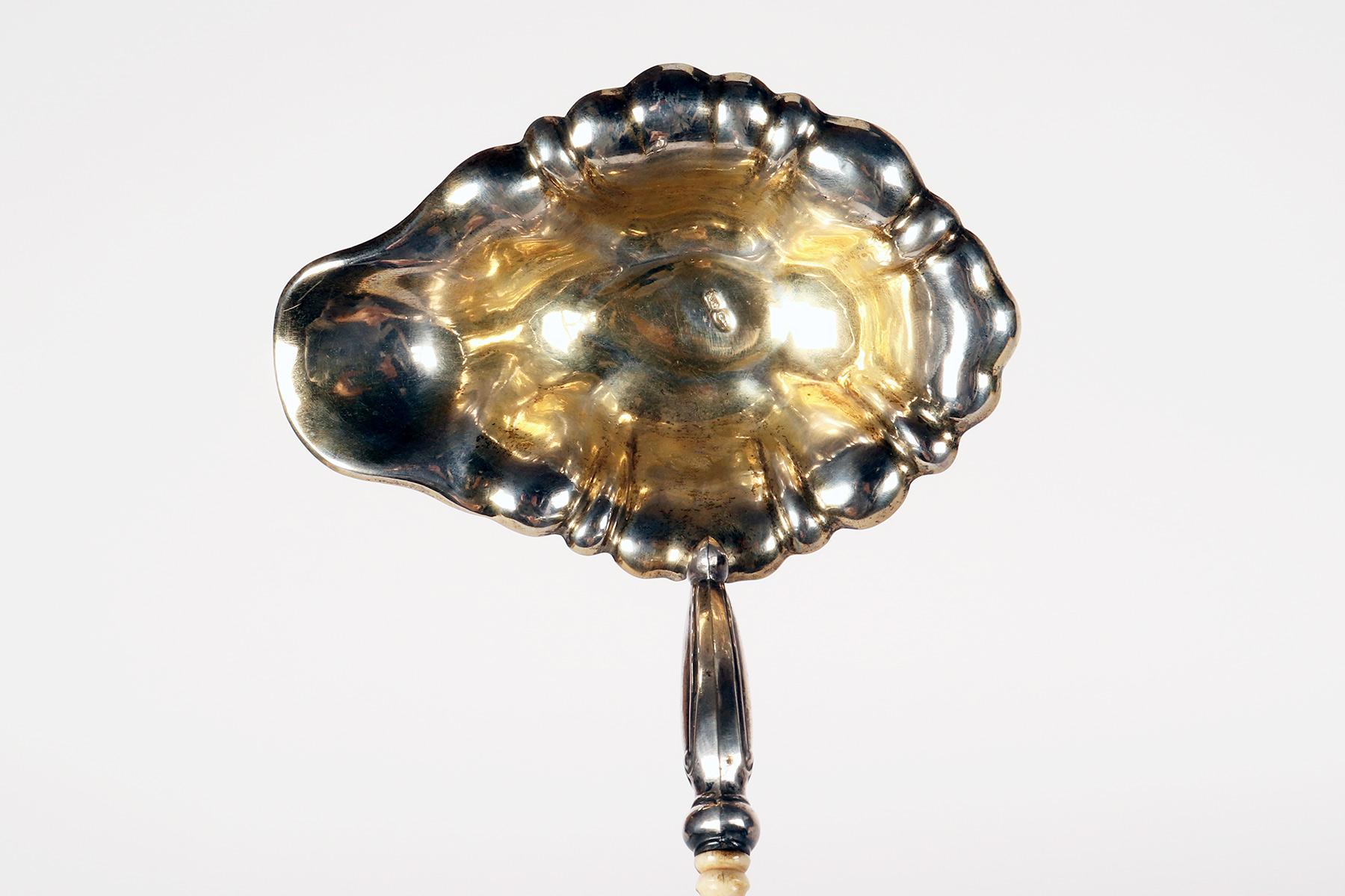 Cuchara perforadora de plata con mango de hueso, M & S, Viena Austria 1880. en venta 3