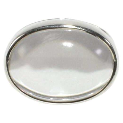 Stunning silver ring with oversized quartz cabochon by Sapir Bachar. Made from recycled sterling silver, handcrafted in Israel. Shipped in Sapir Bachar's signature organic white twill pouch with black leather cord.