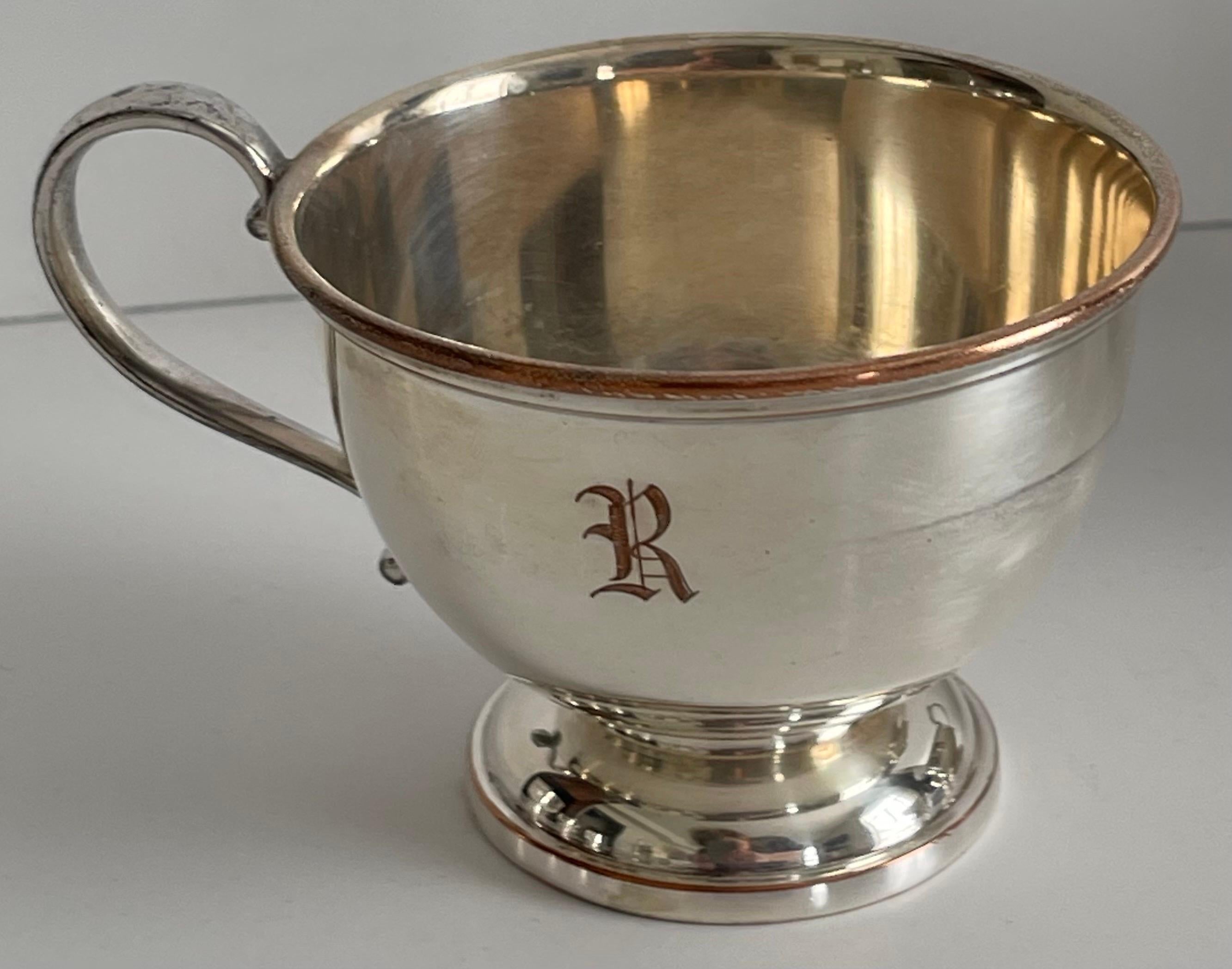 Edwardian Silver R Monogram Punch Cups, Set of 12 For Sale