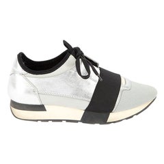 Used Silver Race Runner Low Top Trainers Size IT 37