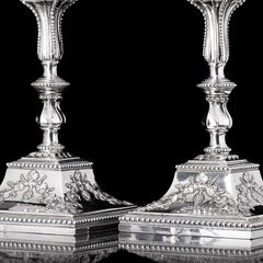 Silver - Rare pair of Joao Coelho Sampaio candlesticks - 19th century