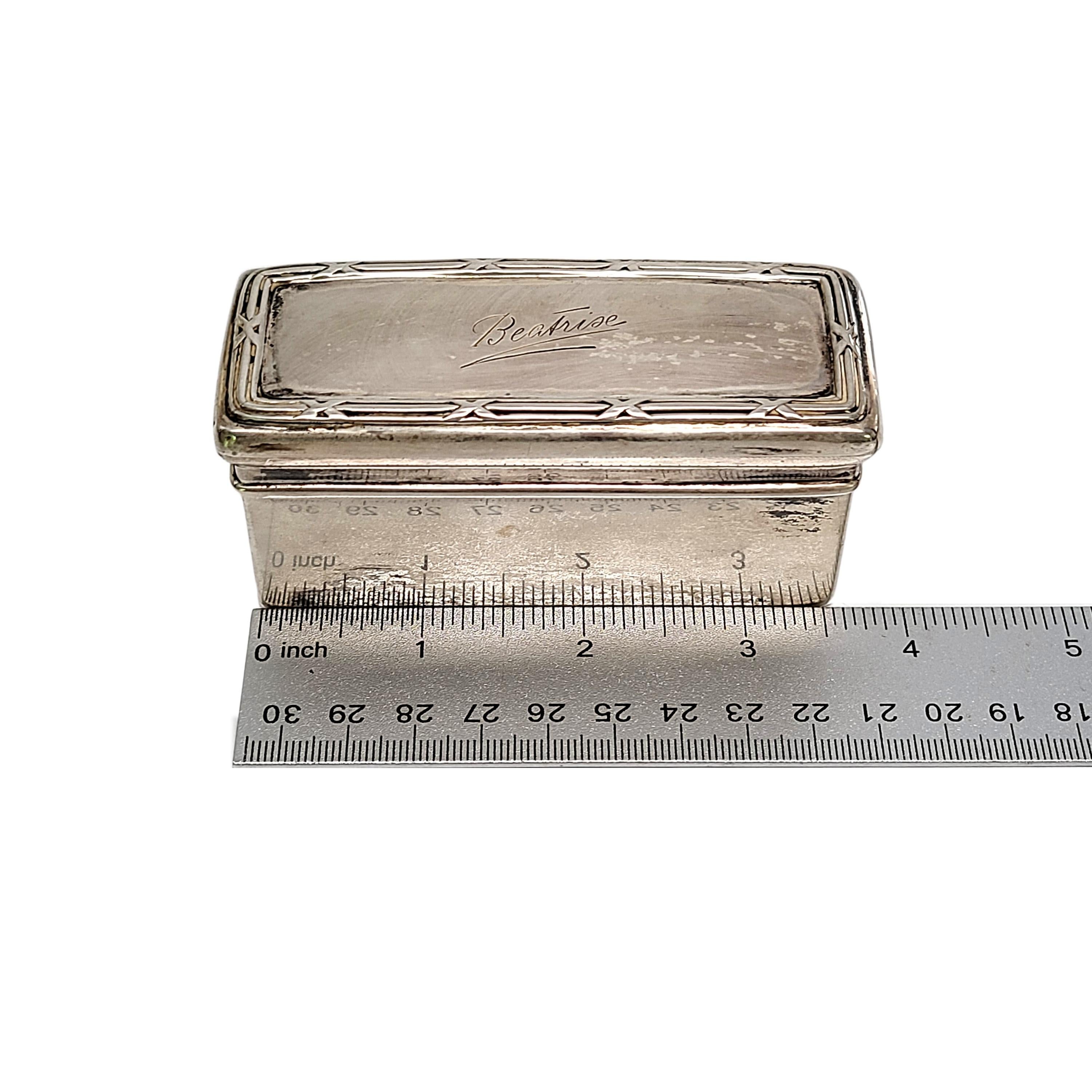 Silver Rectangle Trinket Box with Engraving For Sale 3