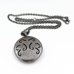 Silver Red Enamel Round Pendant with White Topaz and Garnet