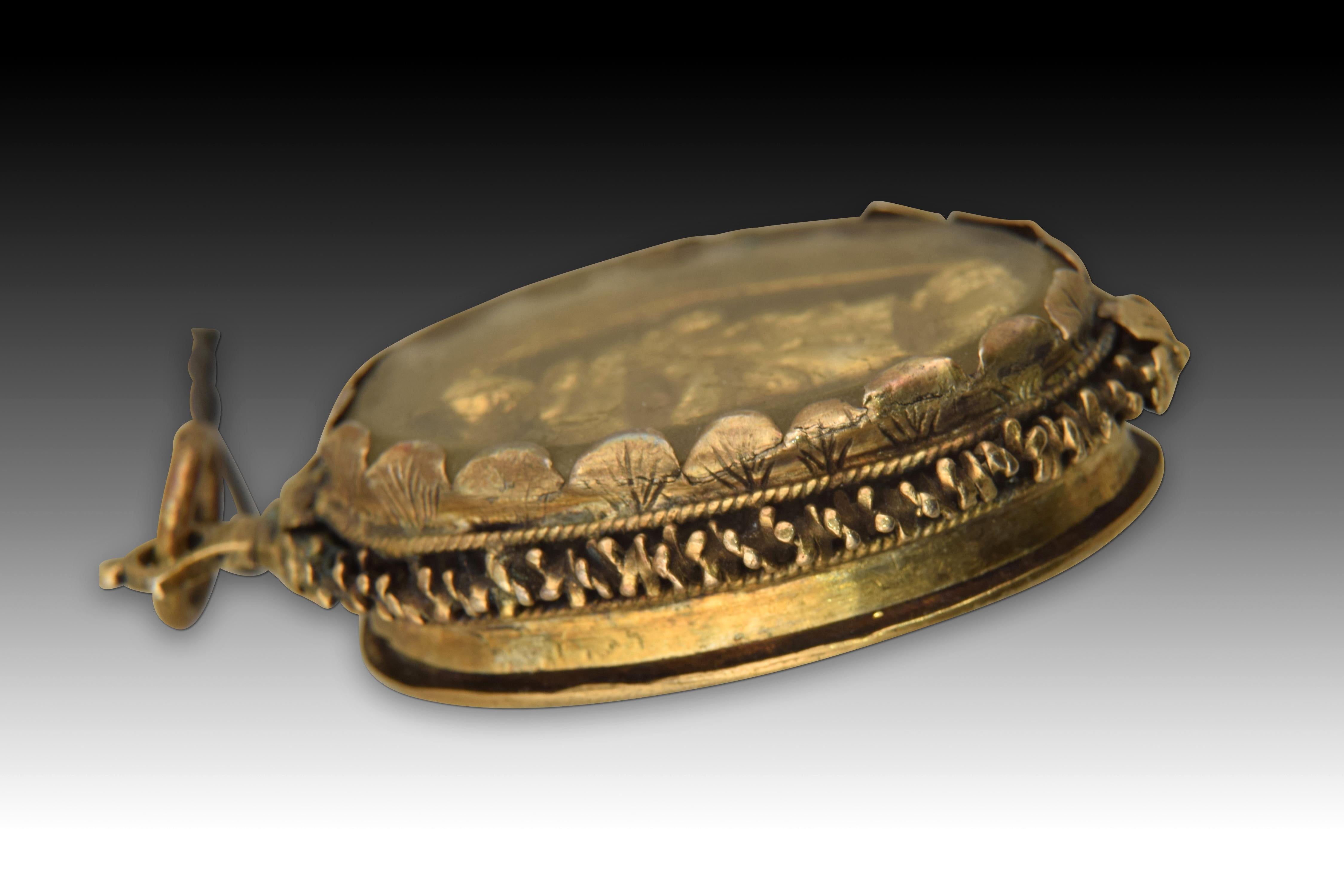 Baroque Silver Reliquary Pendant with Saint and Inquisition Emblems, Spain, 17th Century