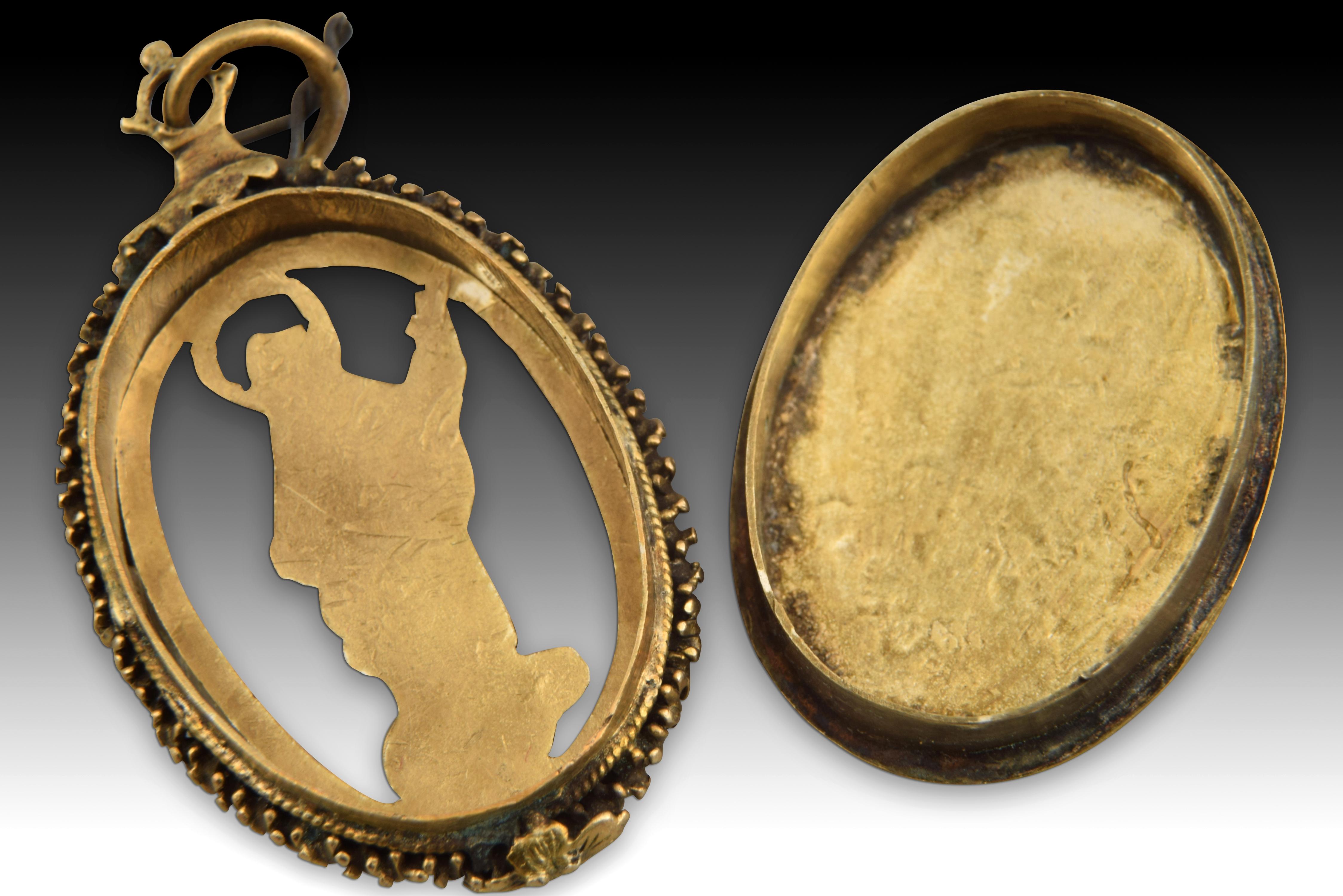 Spanish Silver Reliquary Pendant with Saint and Inquisition Emblems, Spain, 17th Century
