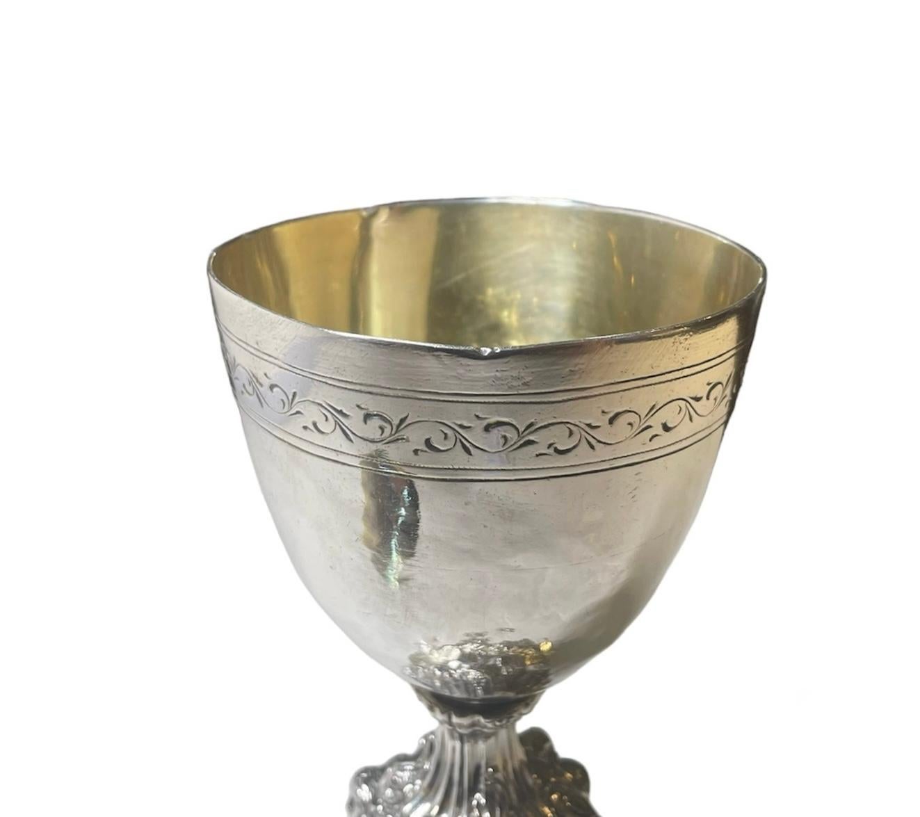 Silver Repousse Chalice And Patten For Sale 4
